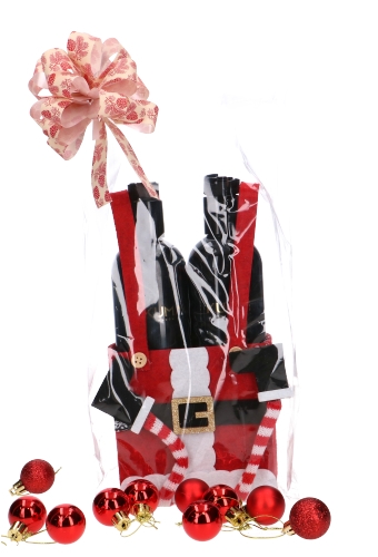 Wijnverpakking 2 Flesjes Piccolo Santa Met Voetjes 11x7.5x24cm 1stuks