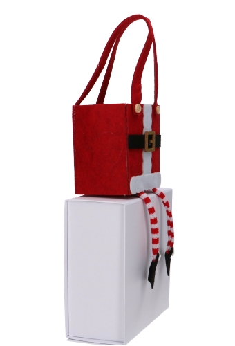 Wijnverpakking 2 Flesjes Piccolo Santa Met Voetjes 11x7.5x24cm 1stuks