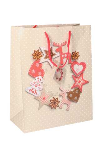 Kersttasjes Groot Kerstkrans 26.5x13.5x32.5cm 12stuks