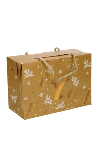 Kadodoosjes Kerstmis Gold Assorti 2 Designs & Koord 23x11x16cm 12st