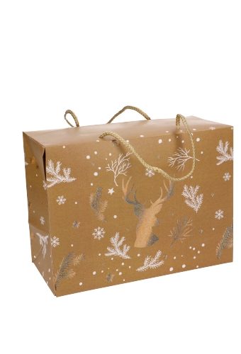 Kadodoosjes Rendier Kerstmis Gold  & Koord 27x11x20cm 12stuks