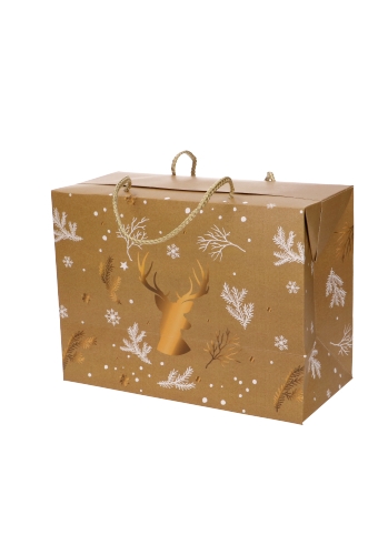 Kadodoosjes Rendier Kerstmis Gold  & Koord 27x11x20cm 12stuks