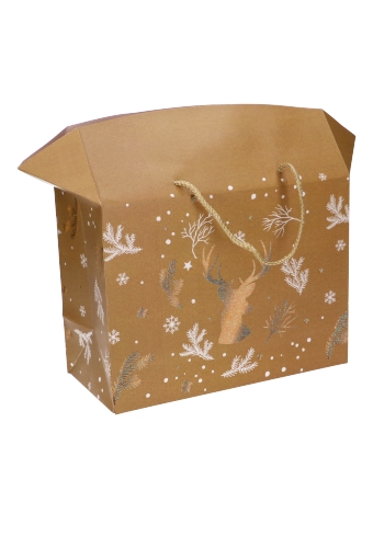 Kadodoosjes Rendier Kerstmis Gold  & Koord 27x11x20cm 12stuks