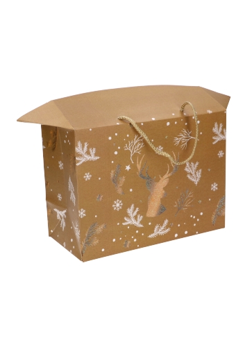 Kadodoosjes Rendier Kerstmis Gold  & Koord 27x11x20cm 12stuks