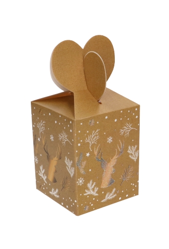 Geschenkdoosje Christmas Gold 8.5x8.5x10.5cm 12stuks