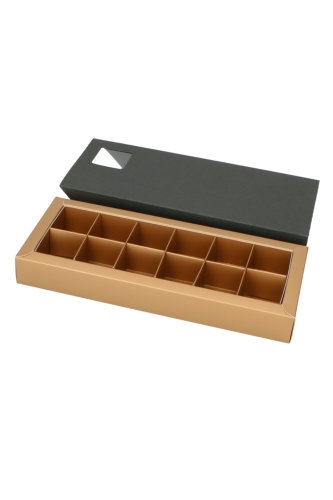 Schuif Bonbondoosjes Oslo Mat Zwart 12 Bonbons 24.3x10.2x3.2cm 36stuks