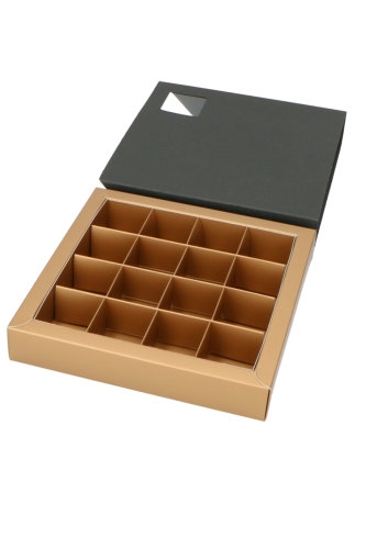 Schuif Bonbondoosjes Oslo Mat Zwart 16 Bonbons 17.3x17.2x3.2cm 36stuks