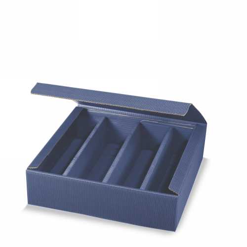 Wijndoos Modern Blauw 4 Fles 36x39x10cm 25stuks