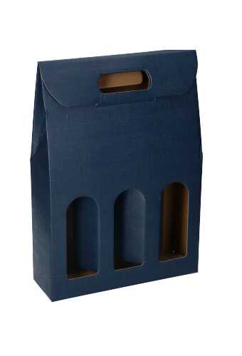 Luxe Wijndozen Vigo Blauw voor 3 fles 27x9x38.5cm 30stuks