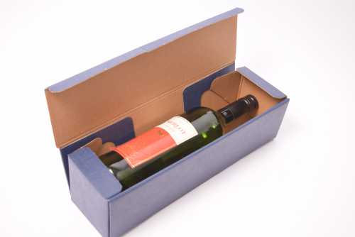 Luxe Wijndozen Ferro Blauw voor 1 fles 34x9x9cm 100stuks OP IS OP