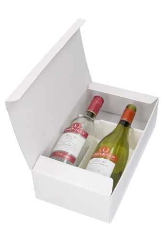 Luxe Wijndozen Ferro Witte Stippen voor 2 fles 34x18x9.5cm 30stuks