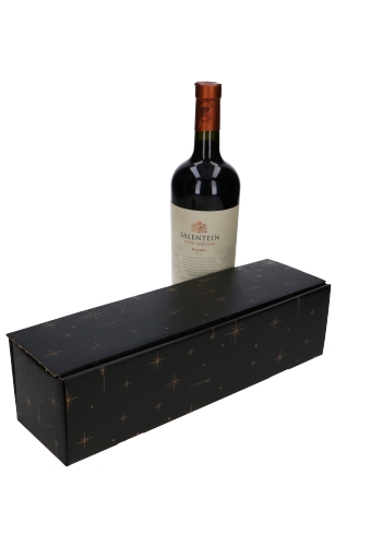 Luxe Wijndozen Ferro Zwart Stars voor 1 fles 34x9x9cm 100stuks