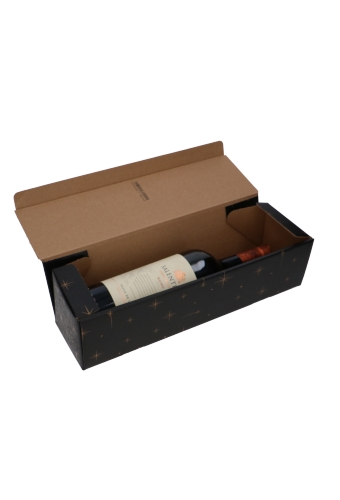 Luxe Wijndozen Ferro Zwart Stars voor 1 fles 34x9x9cm 100stuks