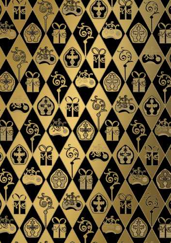 Sintpapier Bruin Kraft Sint Zwart & Goud 50cm x 125meter OP IS OP