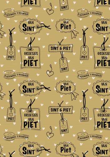 Sintpapier Bruin Kraft Hartelijke Groetjes 70cm x 125meter  OP IS OP