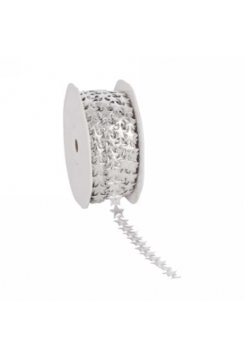 Luxe Kadolint Star Leer Look Zilver Metallic 12mm x 15meter Luxe Kadolint Star Leer Look Zilver Metallic 12mm x 15meter