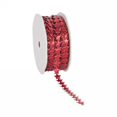 Luxe Kadolint Star Leer Look Rood Metallic 12mm x 15meter Luxe Kadolint Star Leer Look Rood Metallic 12mm x 15meter