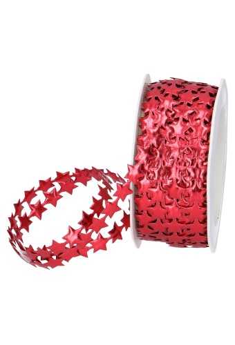 Luxe Kadolint Star Leer Look Rood Metallic 12mm x 15meter Luxe Kadolint Star Leer Look Rood Metallic 12mm x 15meter