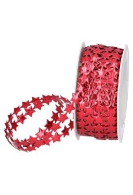 Luxe Kadolint Star Leer Look Rood Metallic 12mm x 15meter Luxe Kadolint Star Leer Look Rood Metallic 12mm x 15meter