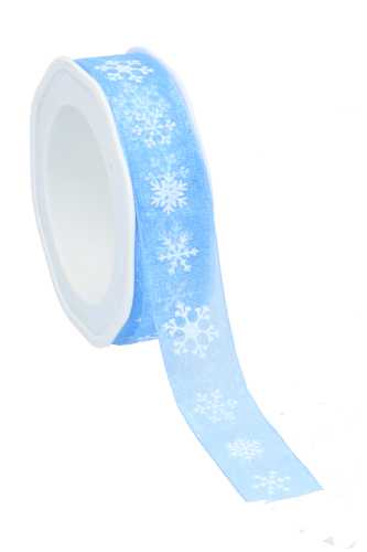 2 HALEN 1 BETALEN Luxe Organza Lint Sneeuwvlokken Blauw 25mm x 20meter