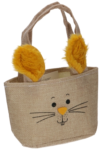 Paastasje Haasje Met 2 Oren Jute & Hengsels 13x6.5x10cm 12stuks