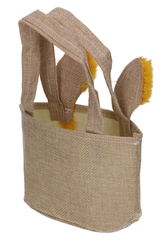 Paastasje Haasje Met 2 Oren Jute & Hengsels 13x6.5x10cm 12stuks Paastasje Haasje Met 2 Oren Jute & Hengsels 13x6.5x10cm 12stuks