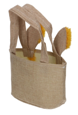 Paastasje Haasje Met 2 Oren Jute & Hengsels 13x6.5x10cm 12stuks Paastasje Haasje Met 2 Oren Jute & Hengsels 13x6.5x10cm 12stuks