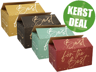 Kerstpakketdozen in de aanbieding bij Krabbendam Kadoverpakking. Van vilte tasjes tot leuke kadolintjes. Snel in huis! 